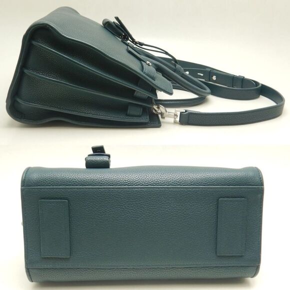 SAINT LAURENT Green Leather Pouch - Picture 4 of 10